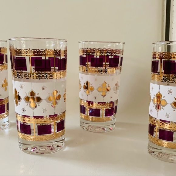 Gold Mid century  Gold and Purple glasses of 4 - Picture 4 of 9